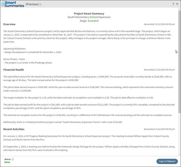View effortless project insights at a glance with Deltek Project Smart Summary 